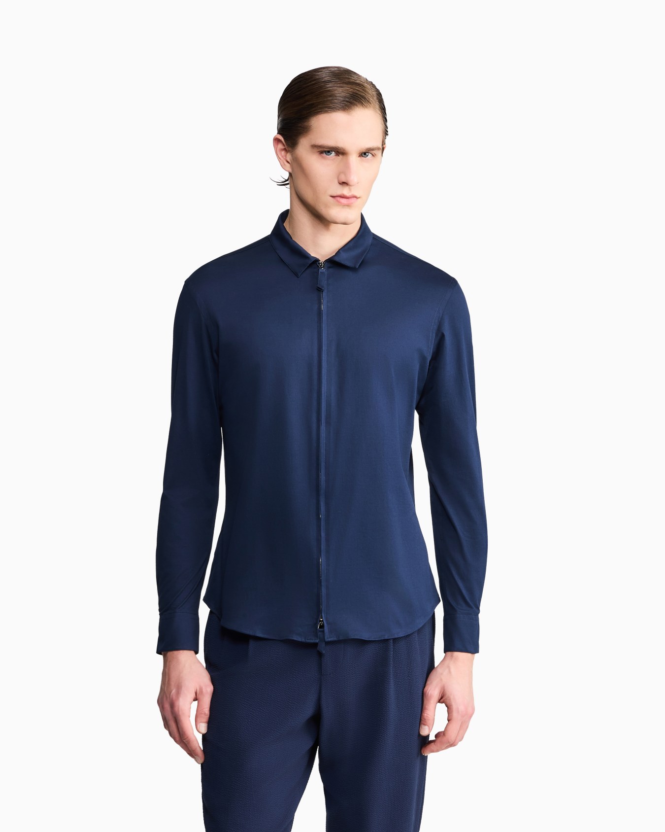 Cotton-jersey zipped shirt Slide 3