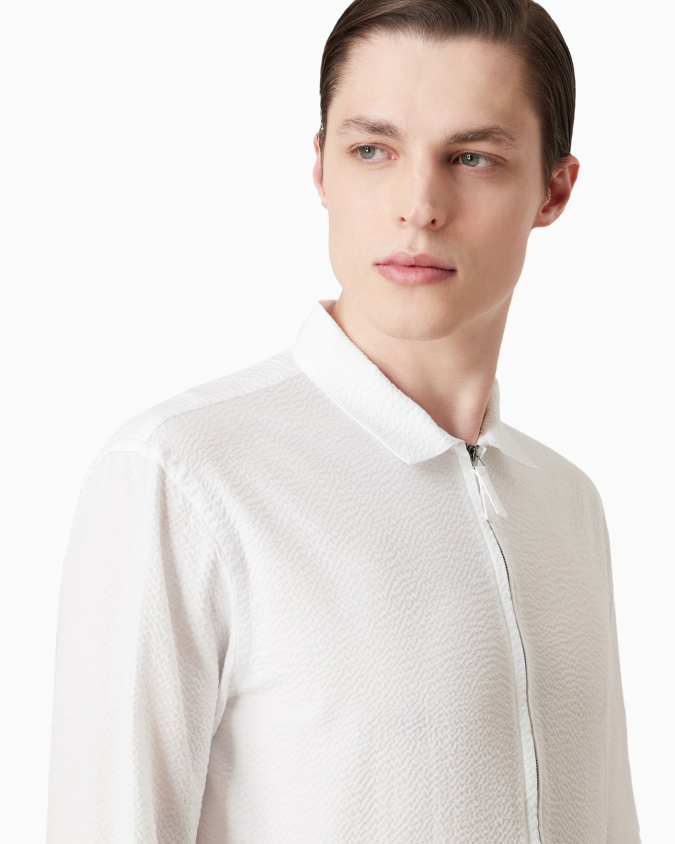 Zipped, cotton-seersucker shirt Slide 4