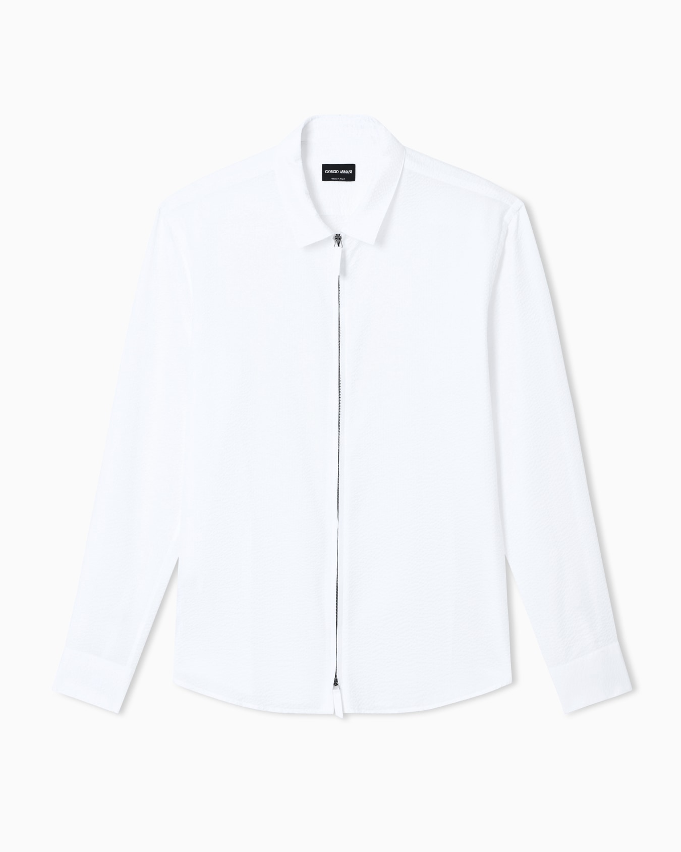 Zipped, cotton-seersucker shirt Slide 0