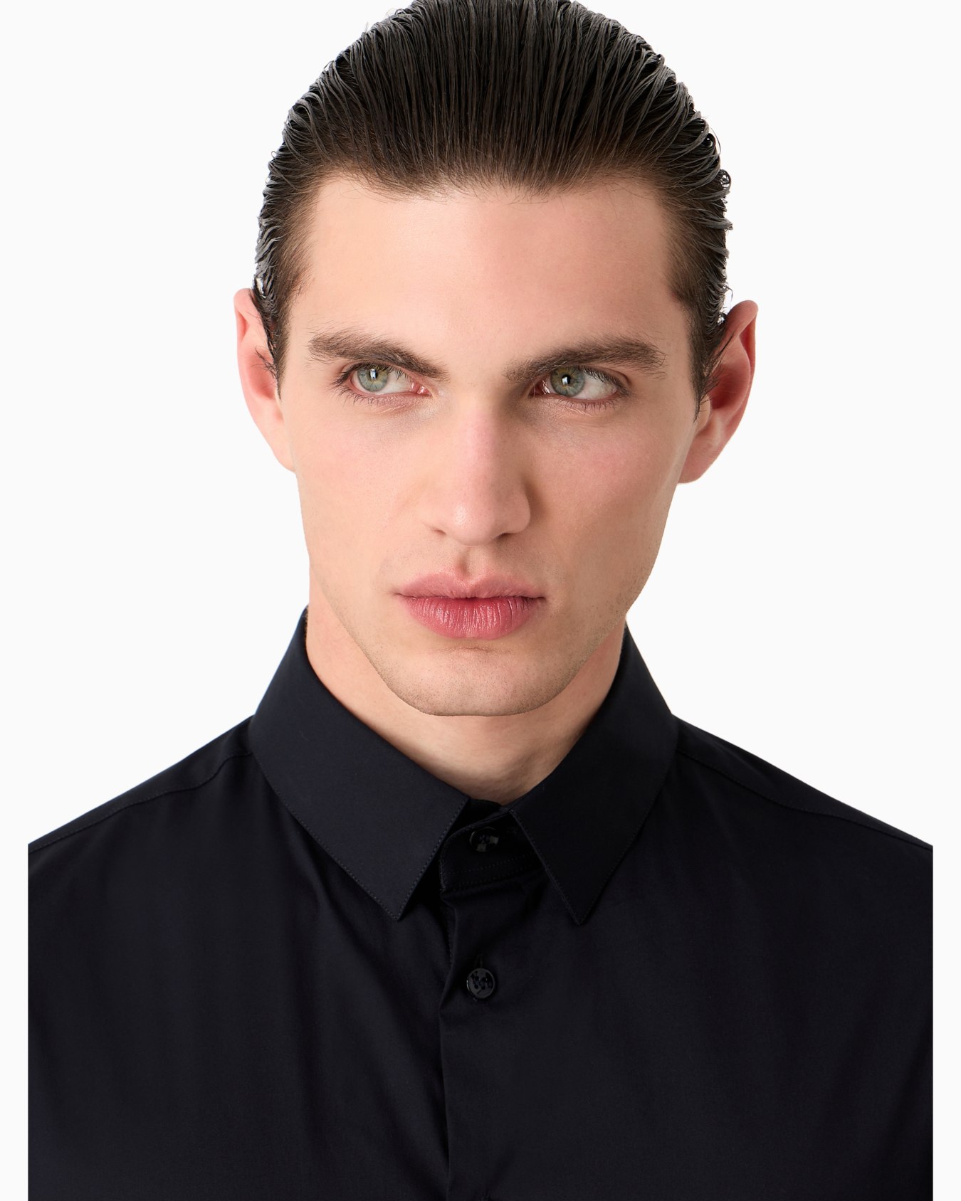 Plain-knit stretch cotton shirt Slide 5