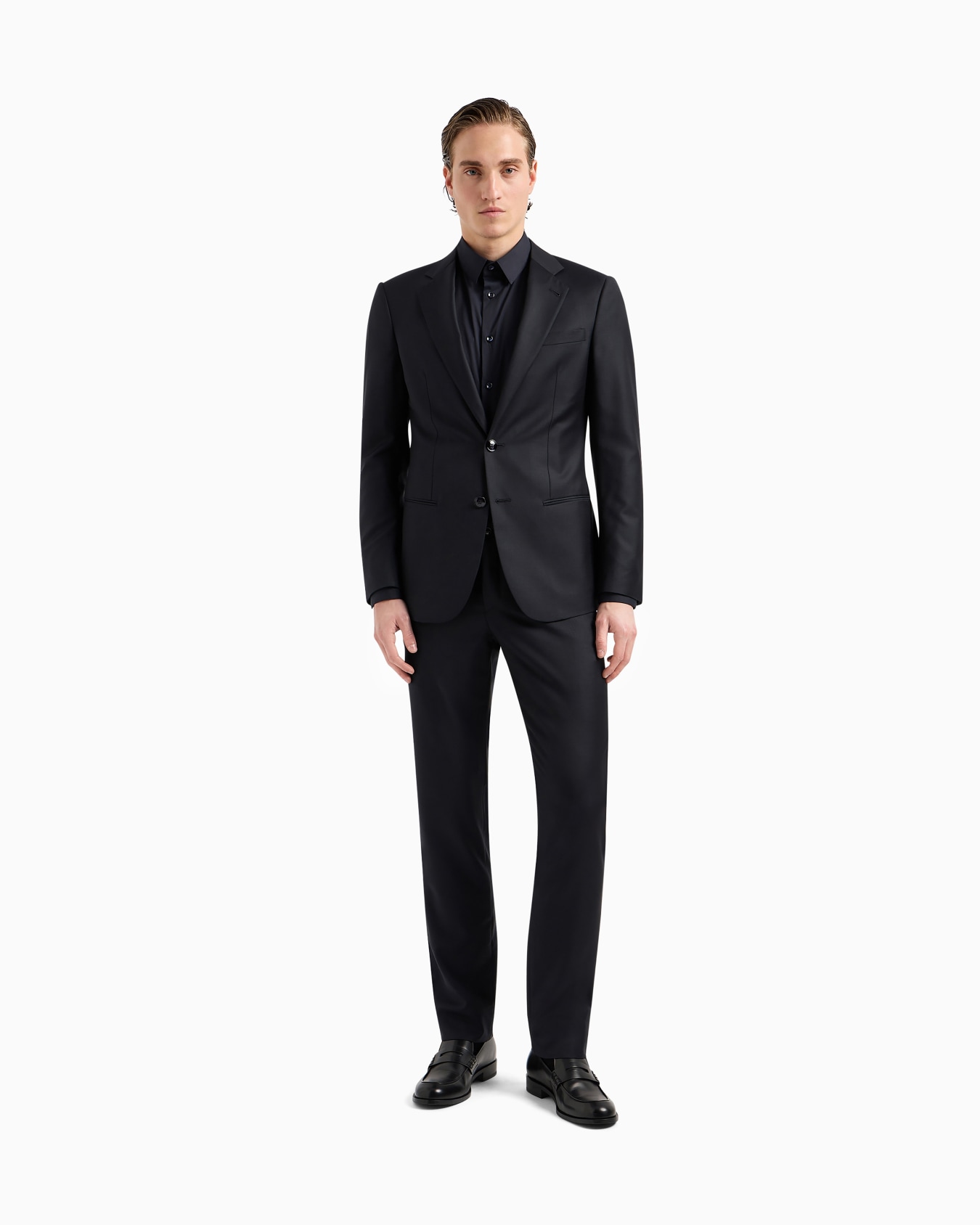 Plain-knit stretch cotton shirt Slide 1