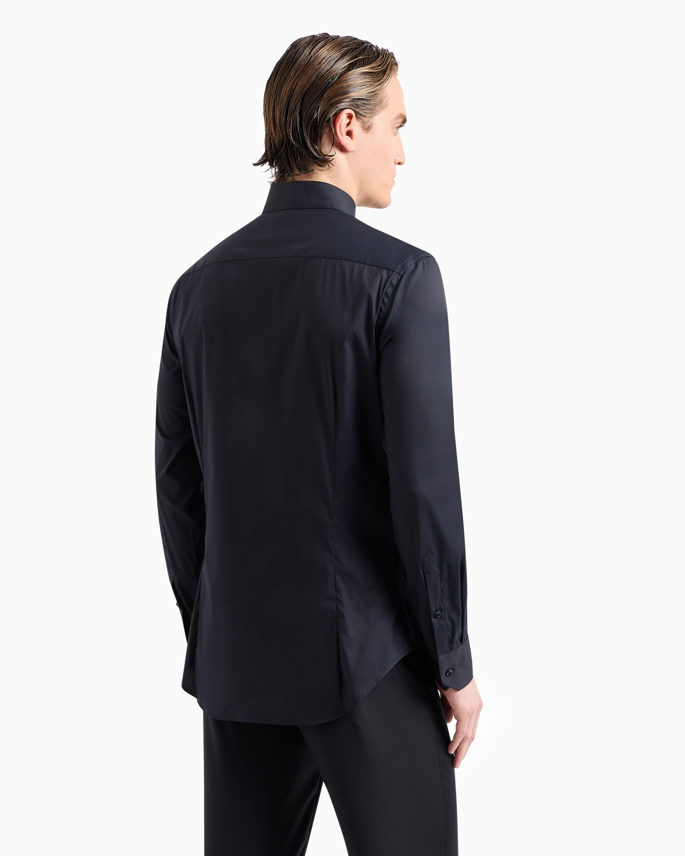 Plain-knit stretch cotton shirt Slide 2