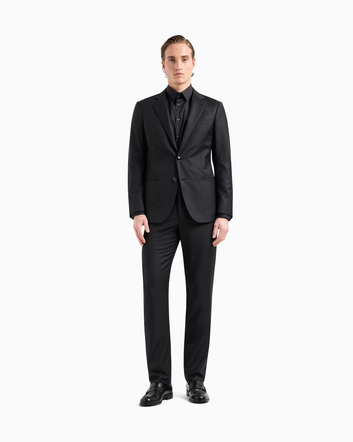 Camicia in unito stretch di cotone Slide 1