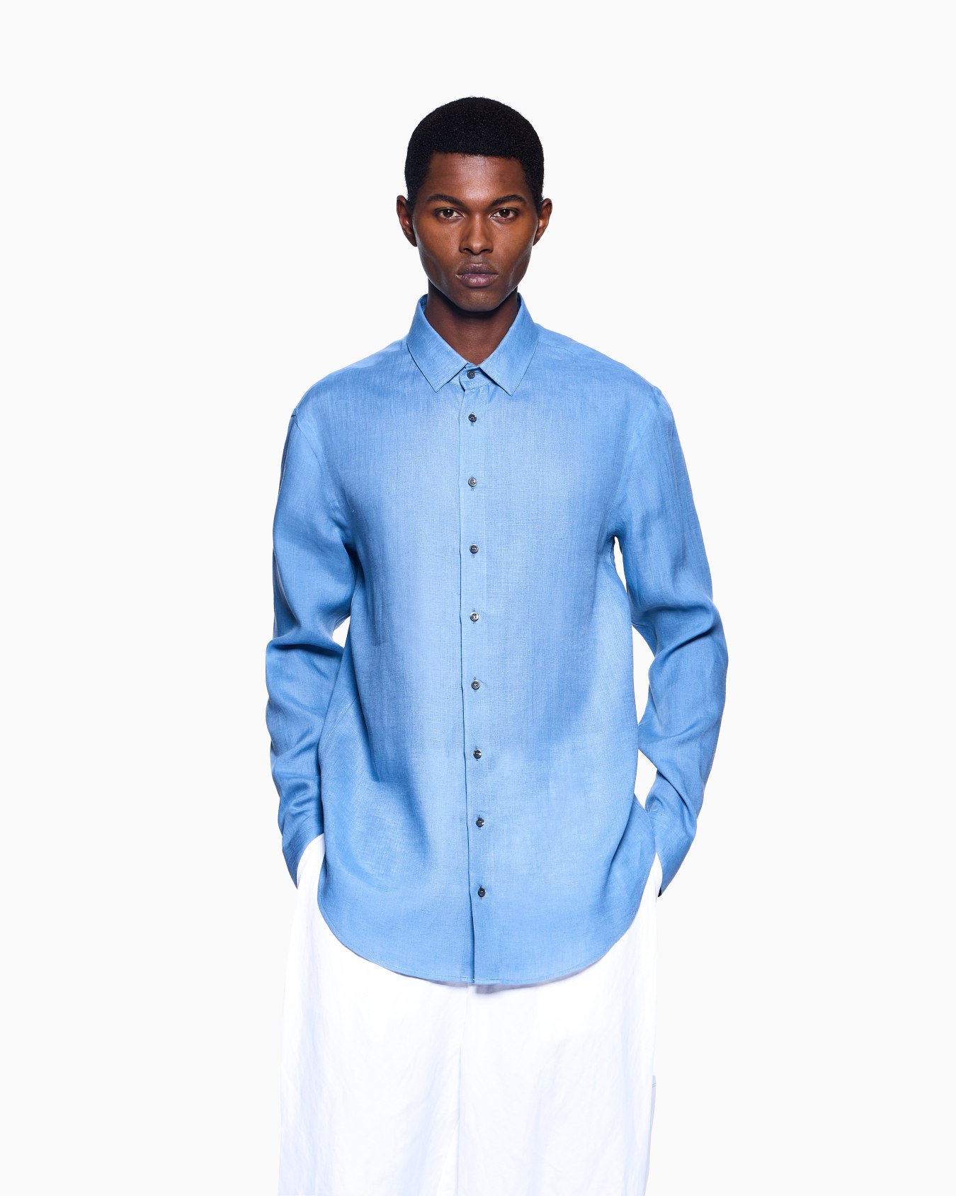 Camicia regular fit in lino Slide 3