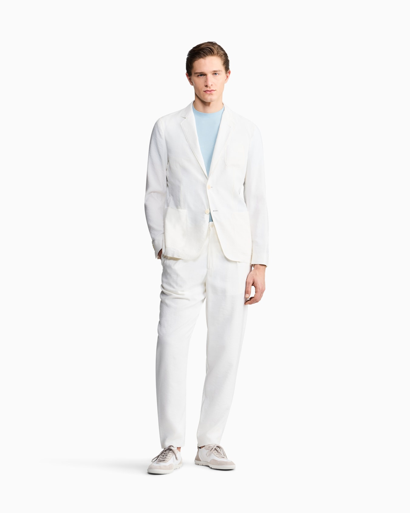 Upton Line single-breasted jacket in a silk-blend twill Slide 1