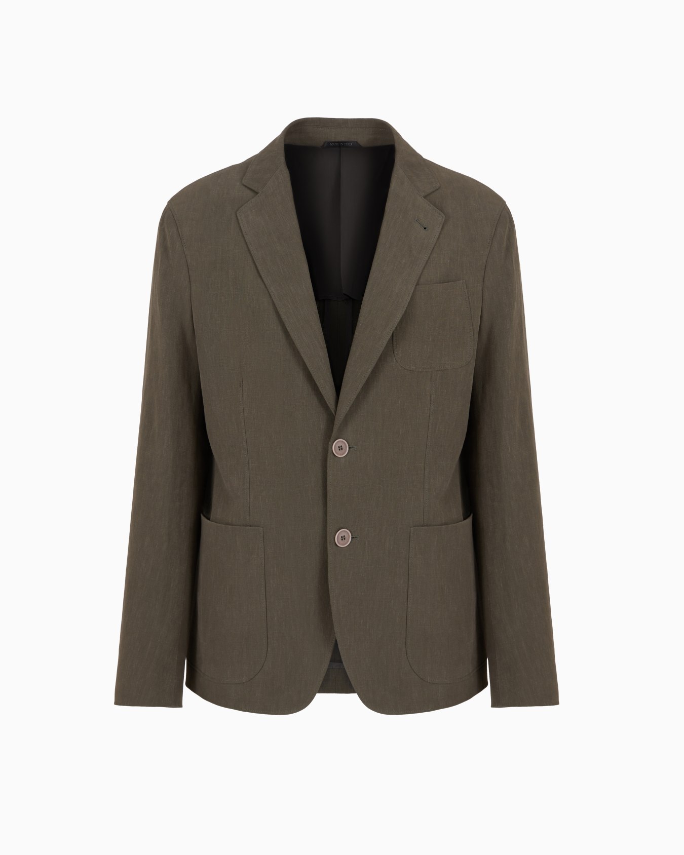 Upton line single-breasted jacket in pure linen canvas Slide 0
