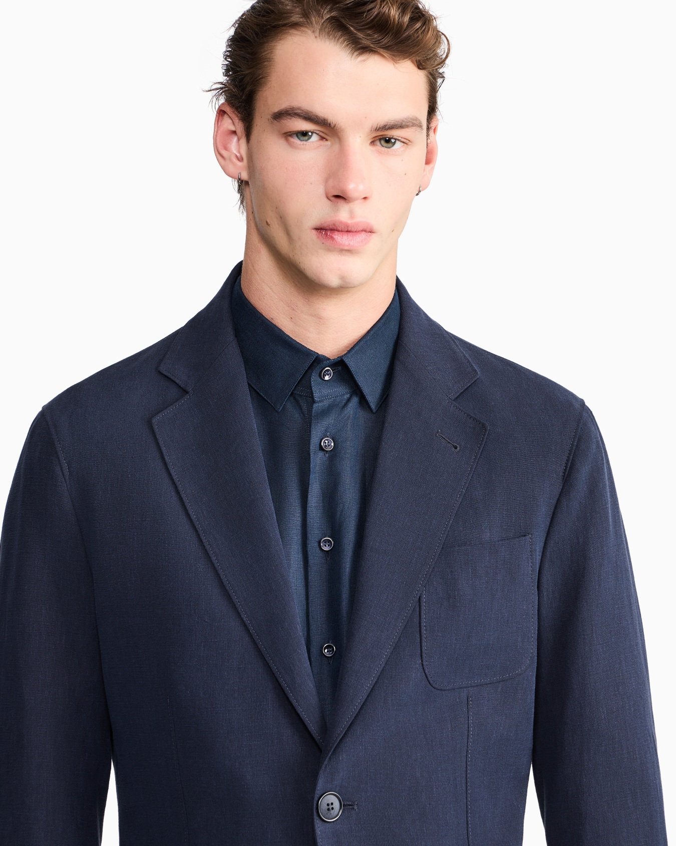 Upton line single-breasted jacket in pure linen canvas Slide 6