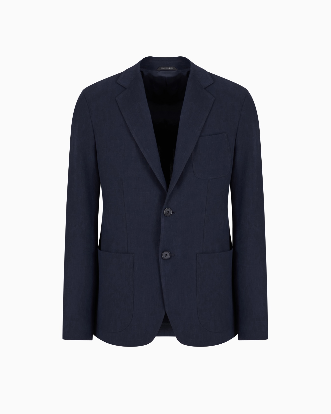 Upton line single-breasted jacket in pure linen canvas Slide 0
