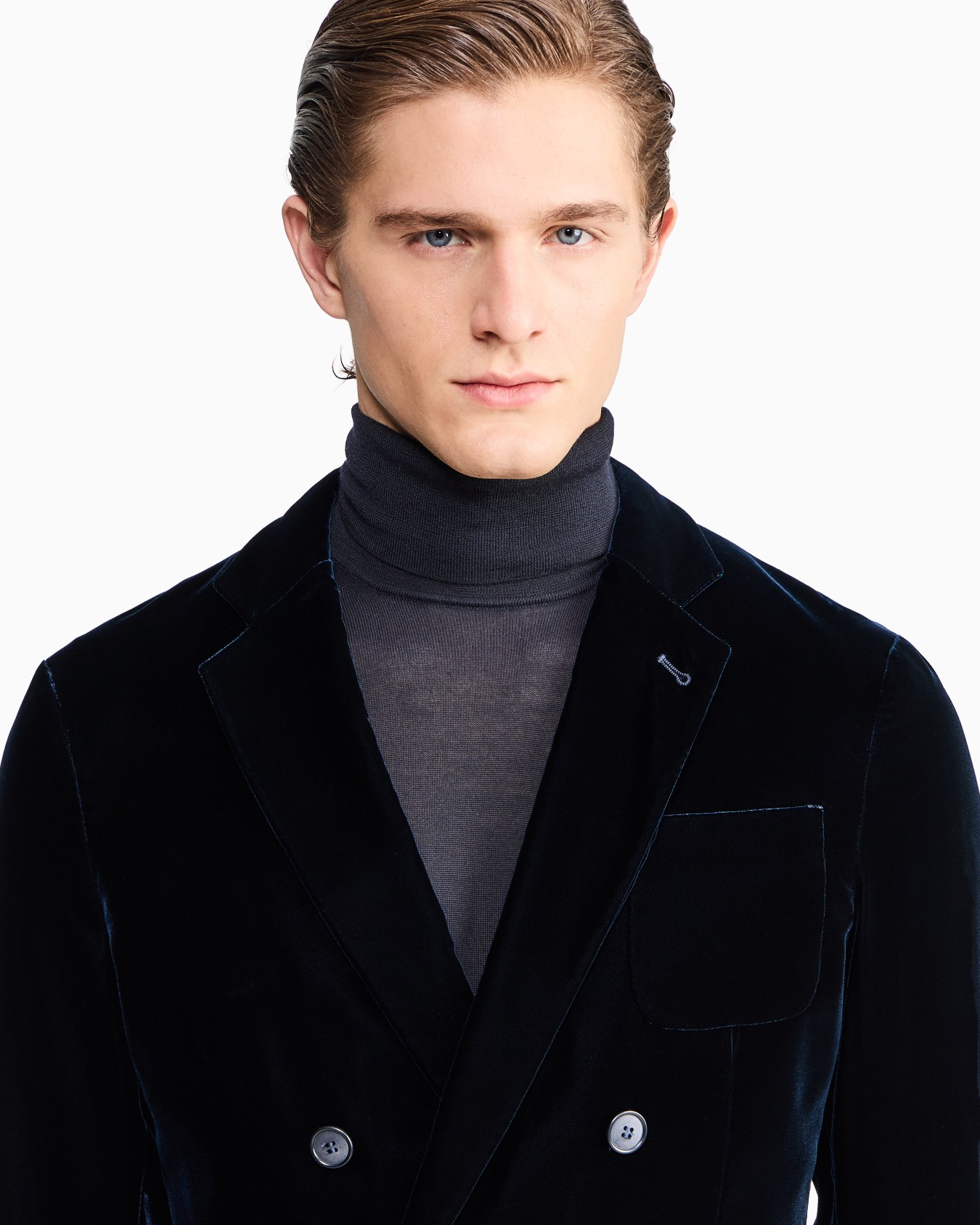 Chaqueta de línea Upton de abotonadura doble de terciopelo liso y elástico Diapositiva 6