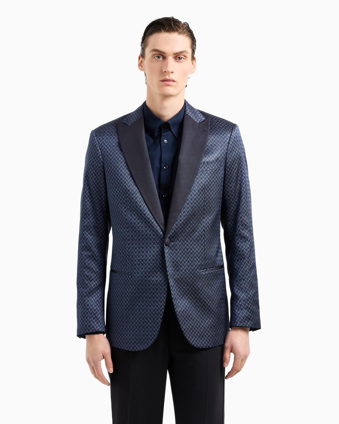 Giorgio’s single-breasted jacket in silk jacquard Slide 1