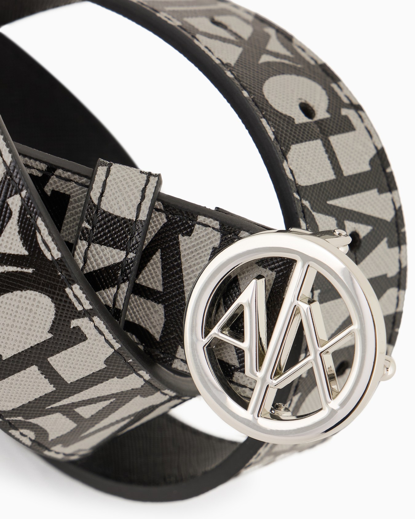 Eco-leather belt with round logo buckle Slide 1