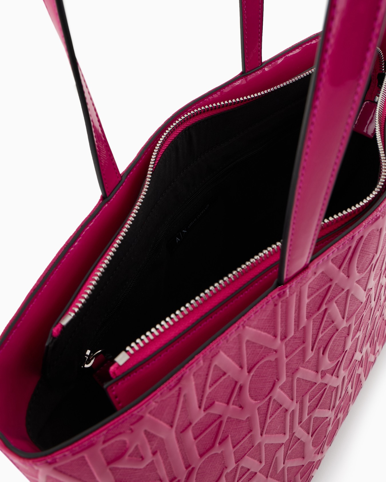 Shopper with zip and all-over embossed logo lettering Slide 3
