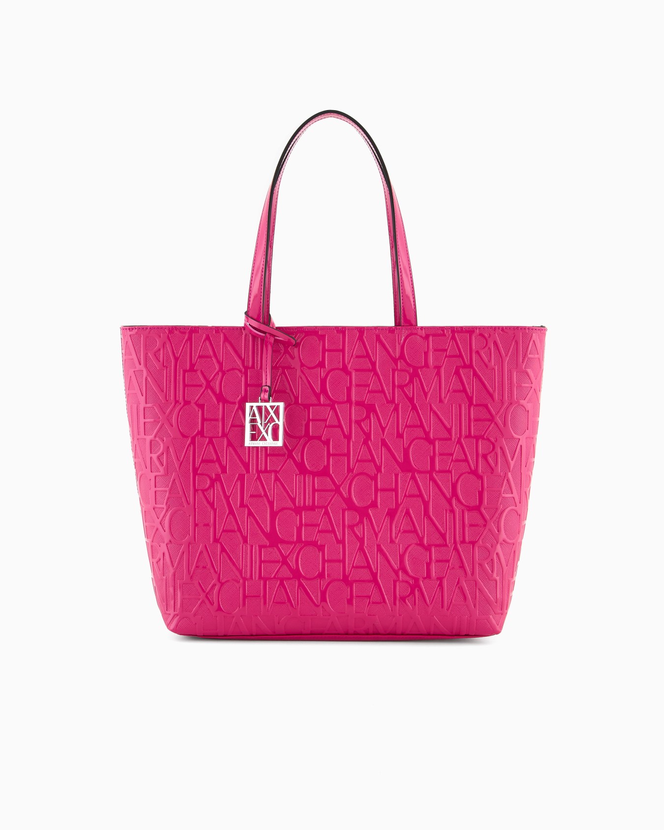 Shopper with zip and all-over embossed logo lettering Slide 0