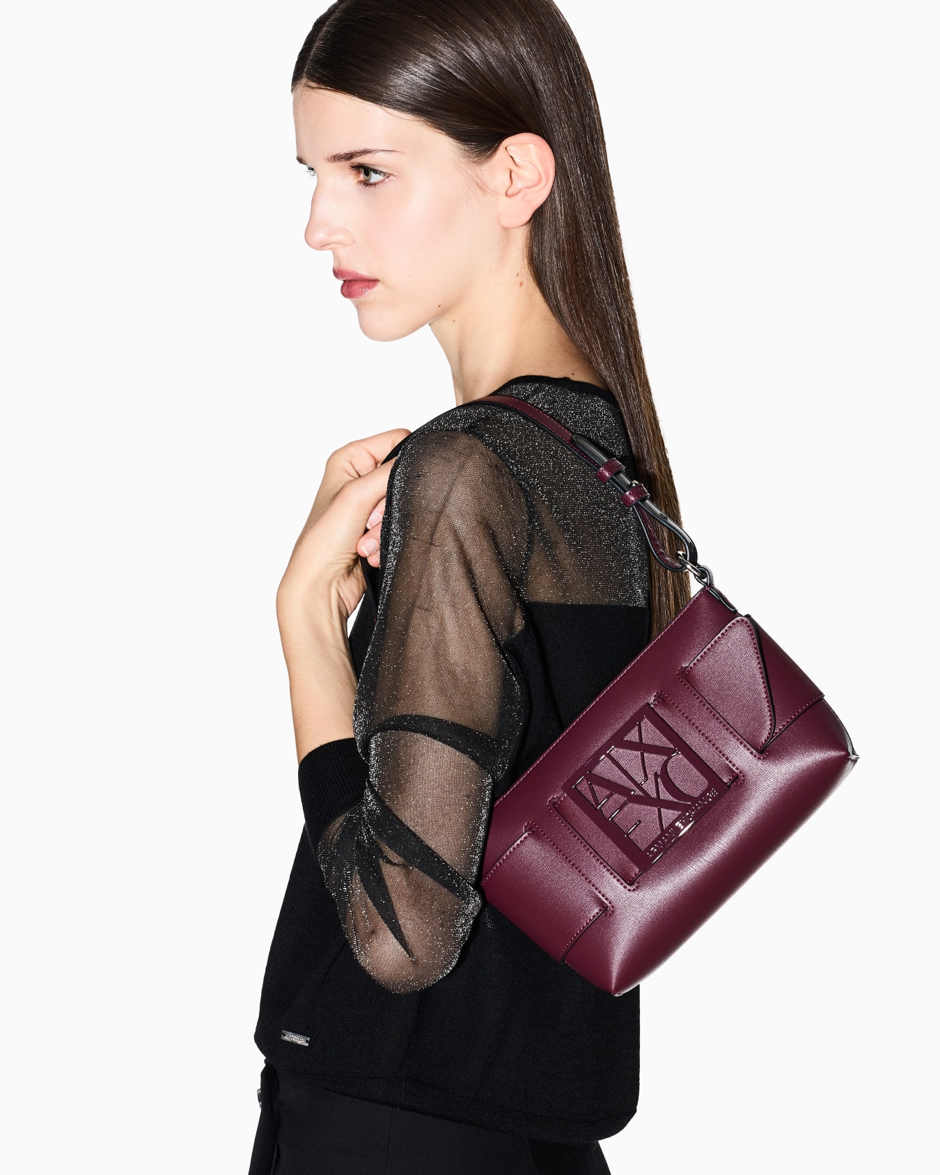Borsa a spalla color block con maxi-logo  Slide 5
