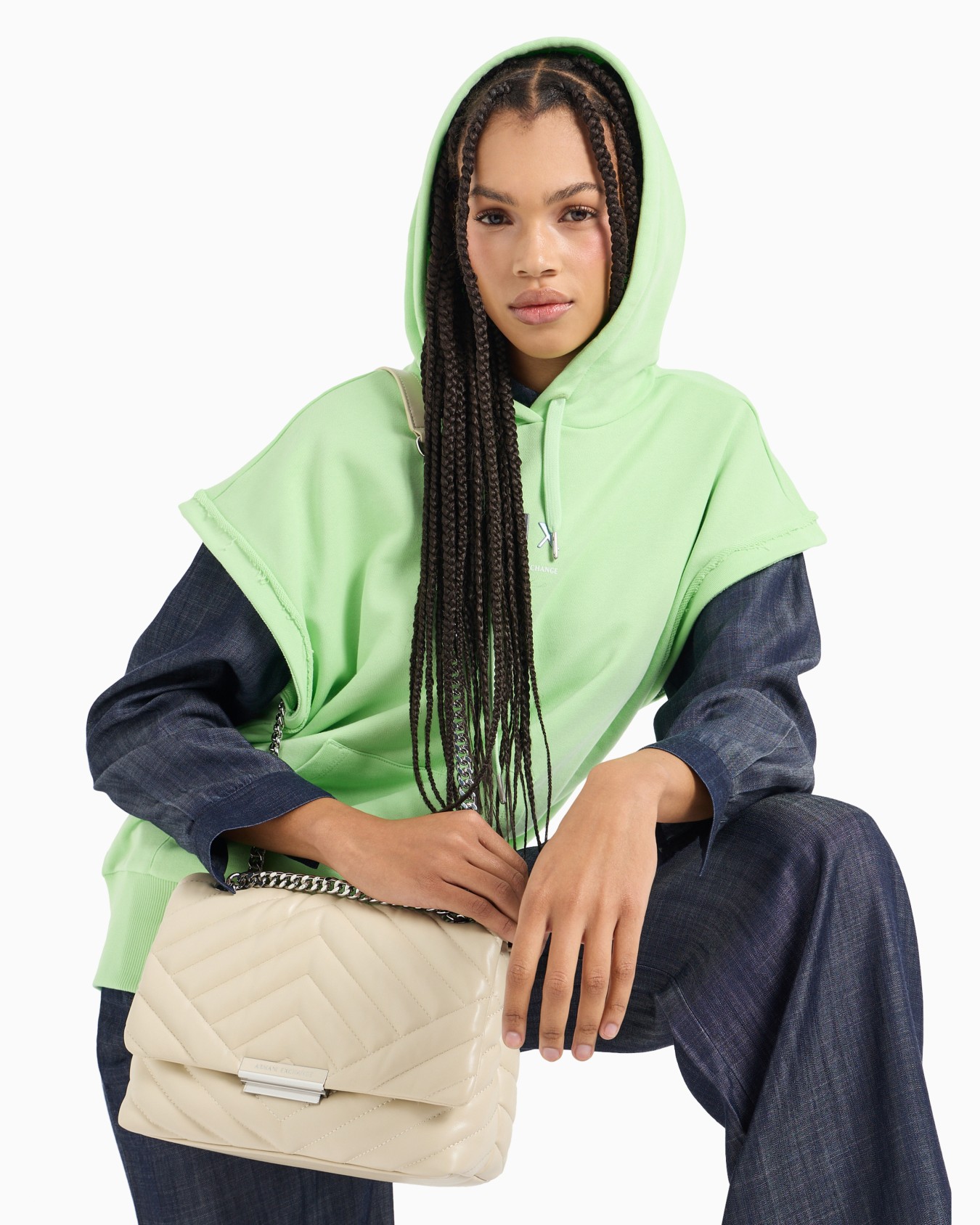 Shoulder bag in quilted material with metal details Slide 5