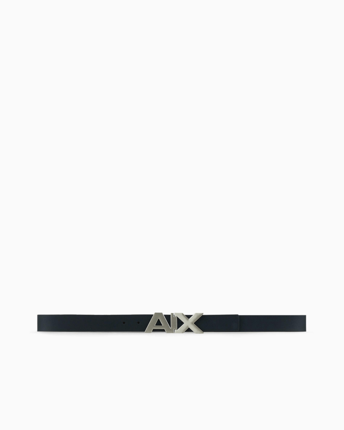Ceinture réversible en cuir avec boucle logo en métal satiné Diapositive 2