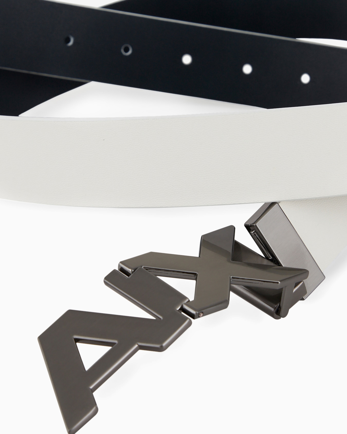 Ceinture réversible en cuir avec boucle logo en métal satiné Diapositive 1