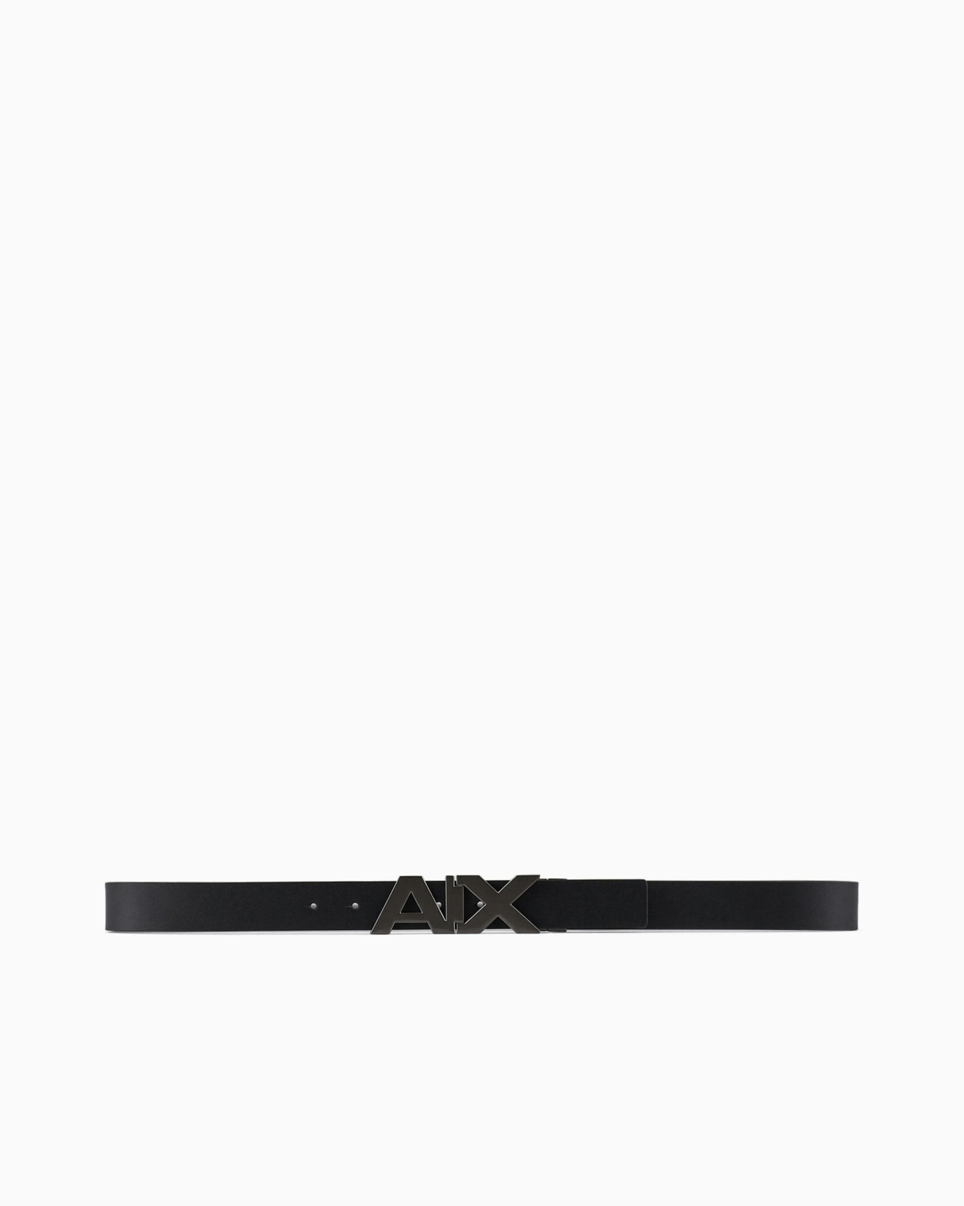 Reversible leather belt with satin metal logo buckle Slide 2