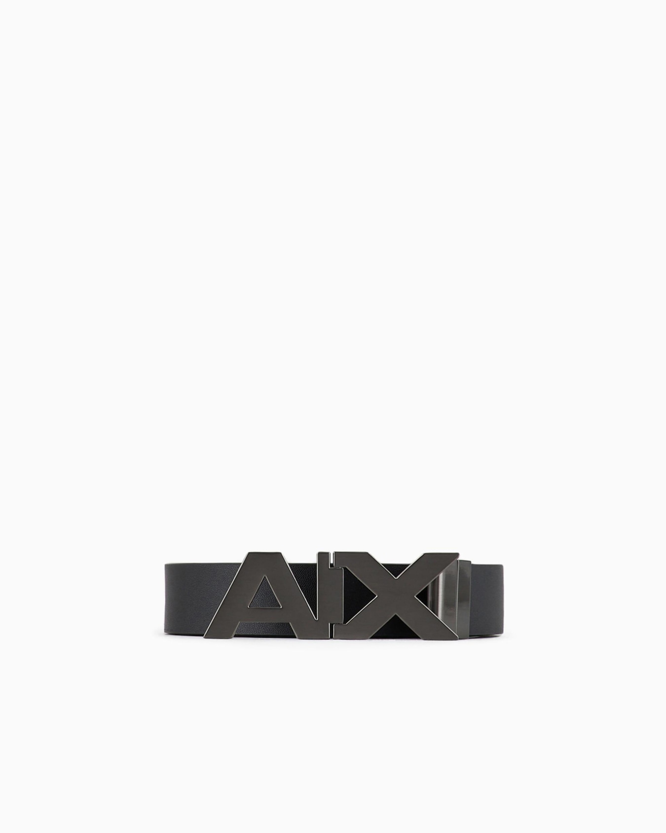 Ceinture réversible en cuir avec boucle logo en métal satiné Diapositive 0
