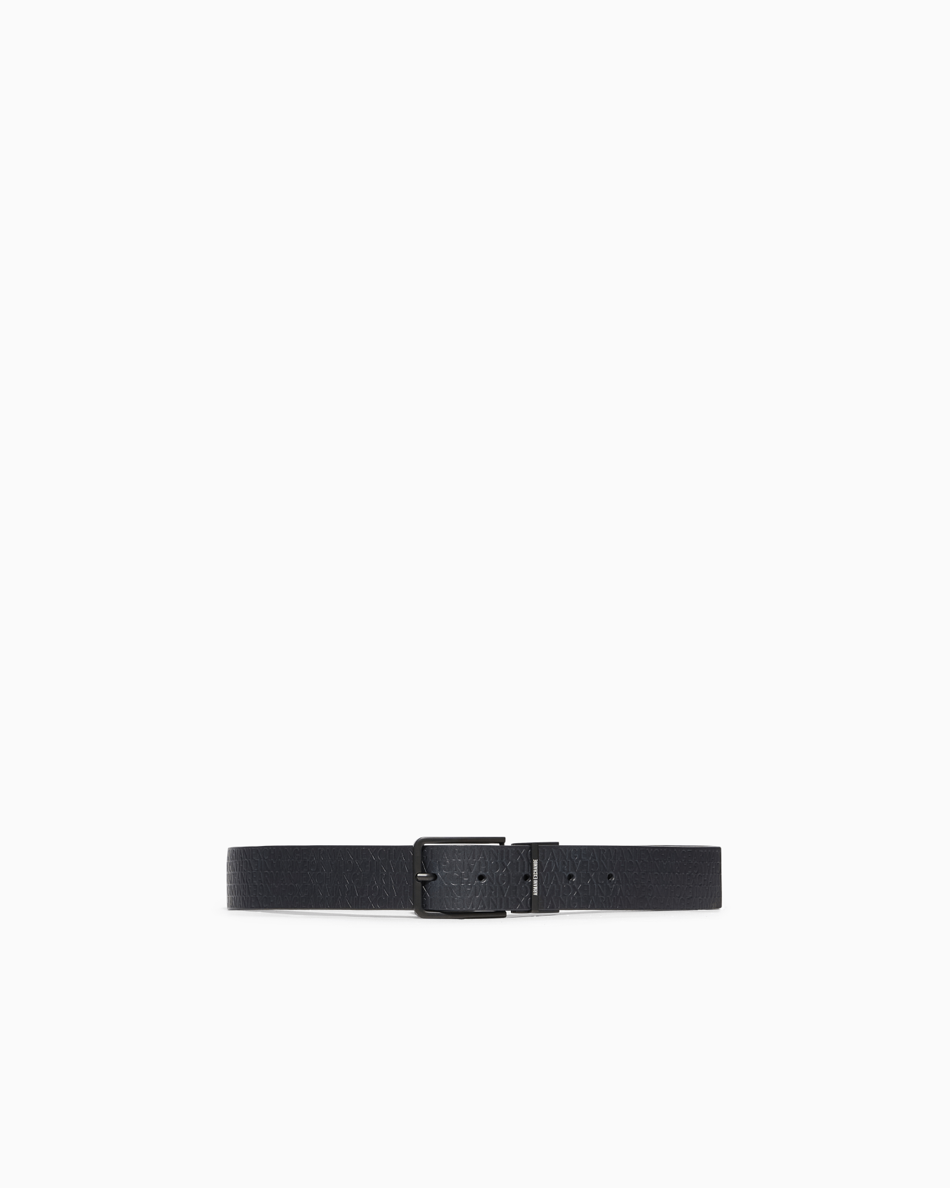 Reversible belt in solid color with allover logo Slide 0
