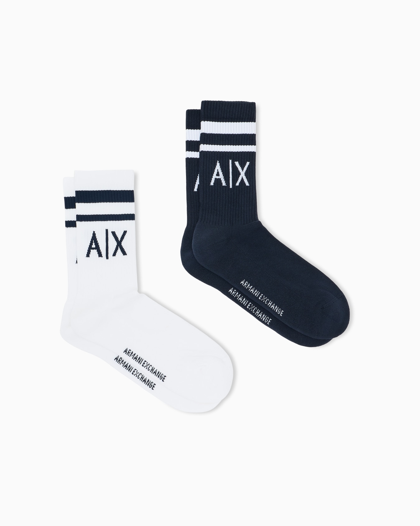 Striped stretch cotton socks with logo  Slide 0