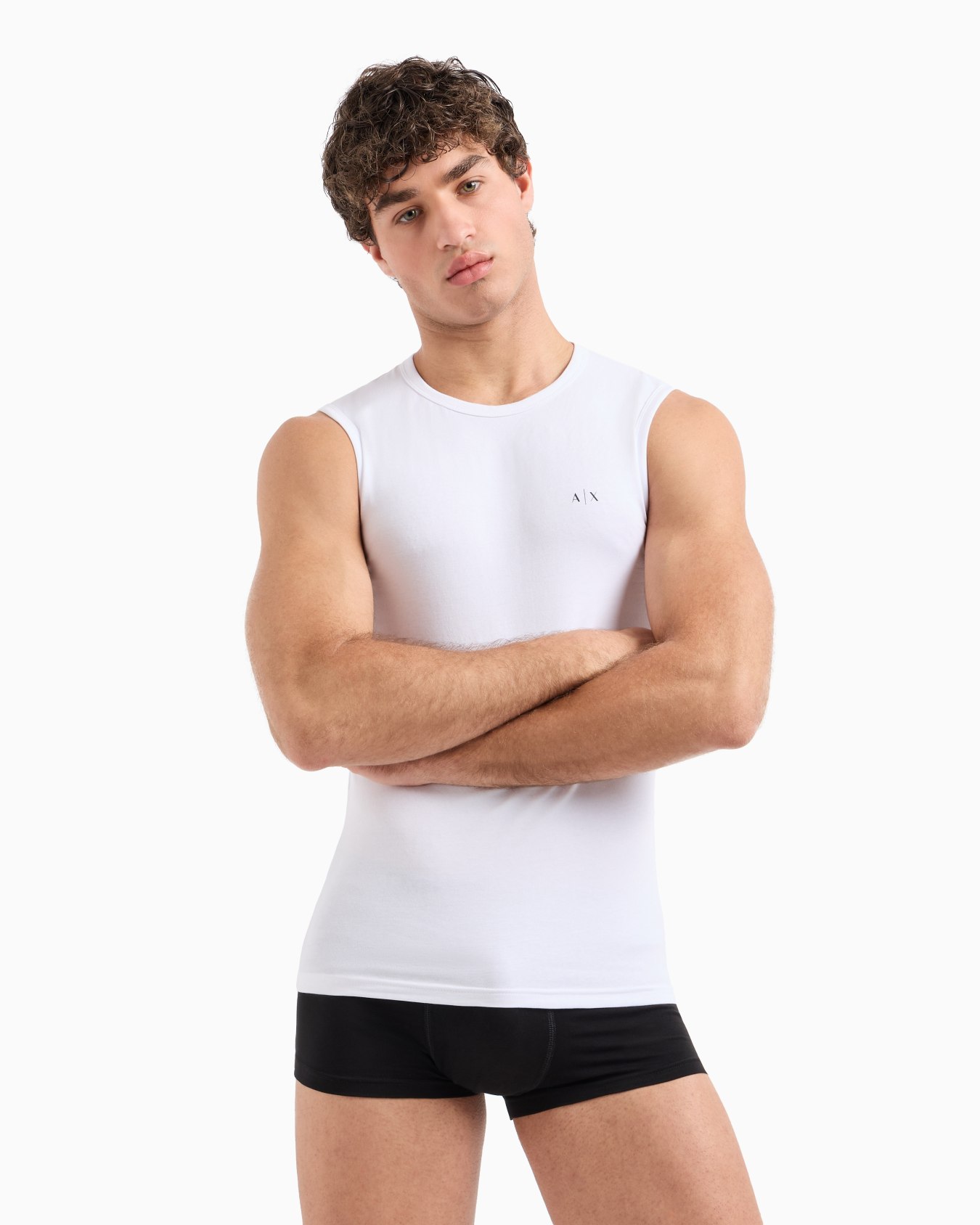 Camiseta sin mangas de punto de algodón con logo Diapositiva 1