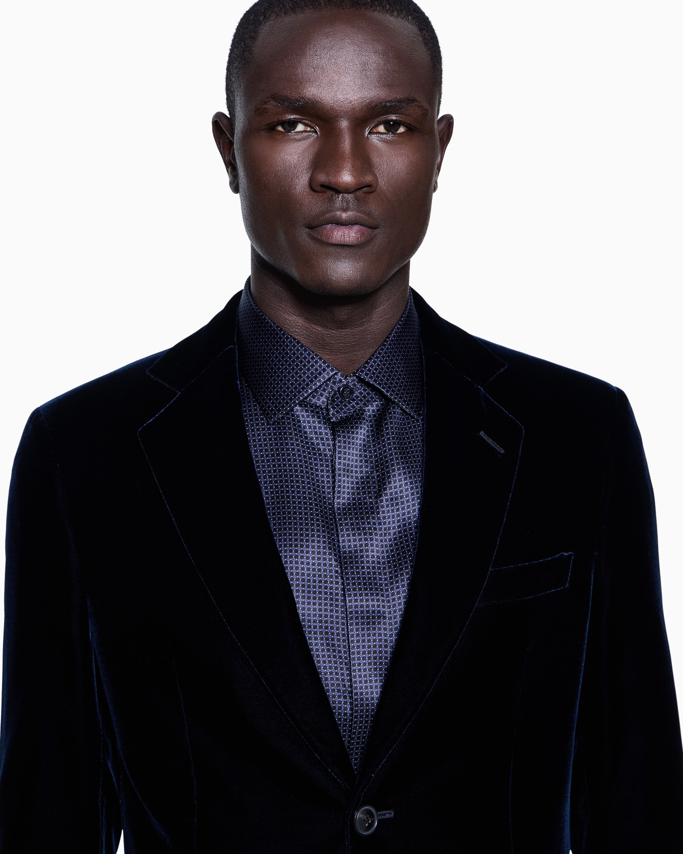 Icon George line single-breasted stretch-velvet jacket Slide 4