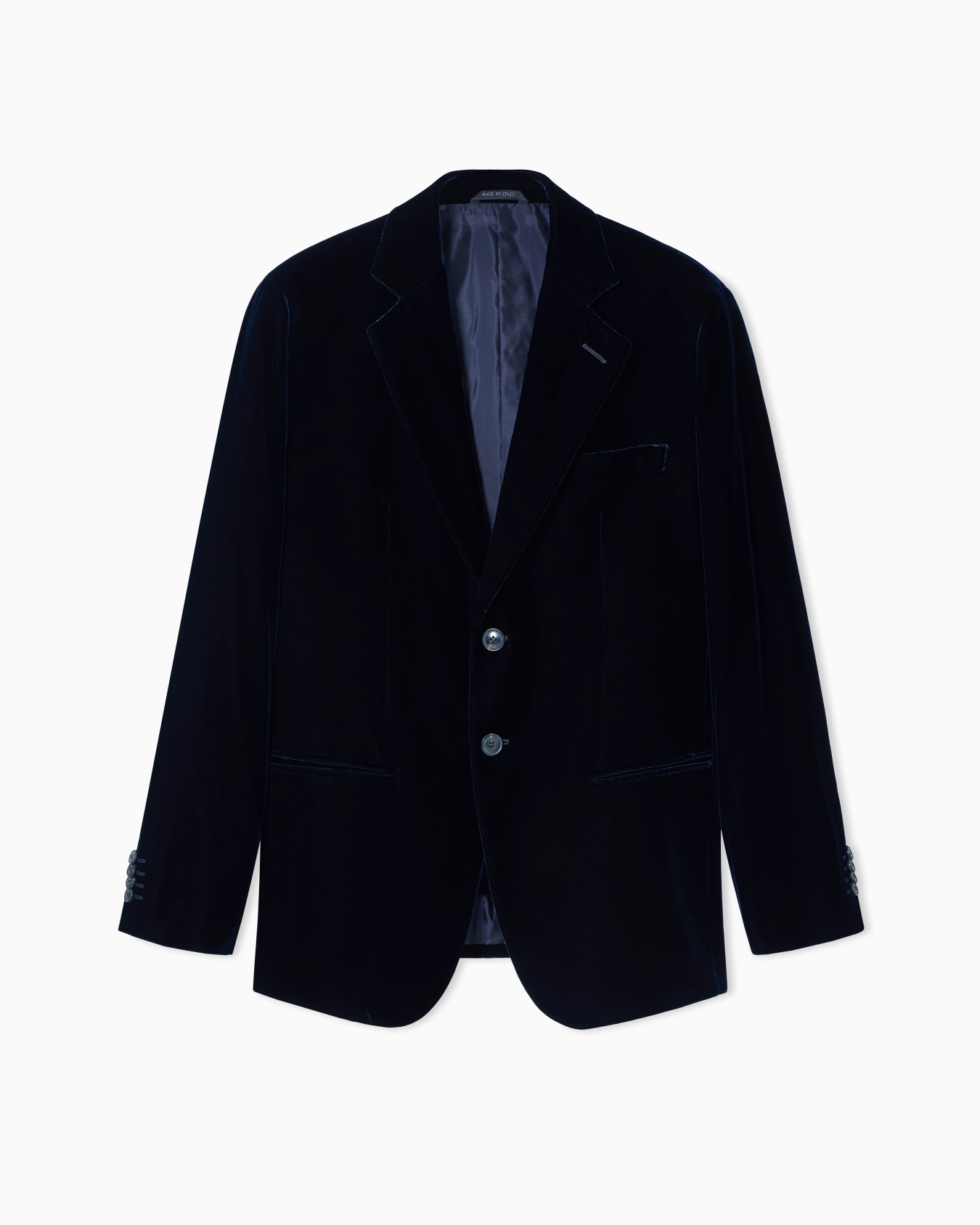 Chaqueta Icon de abotonadura simple de línea George en terciopelo elástico Diapositiva 0
