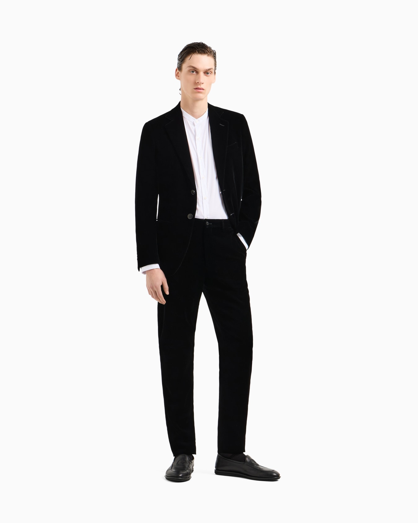 Giacca Icon monopetto linea George in velluto stretch Slide 1