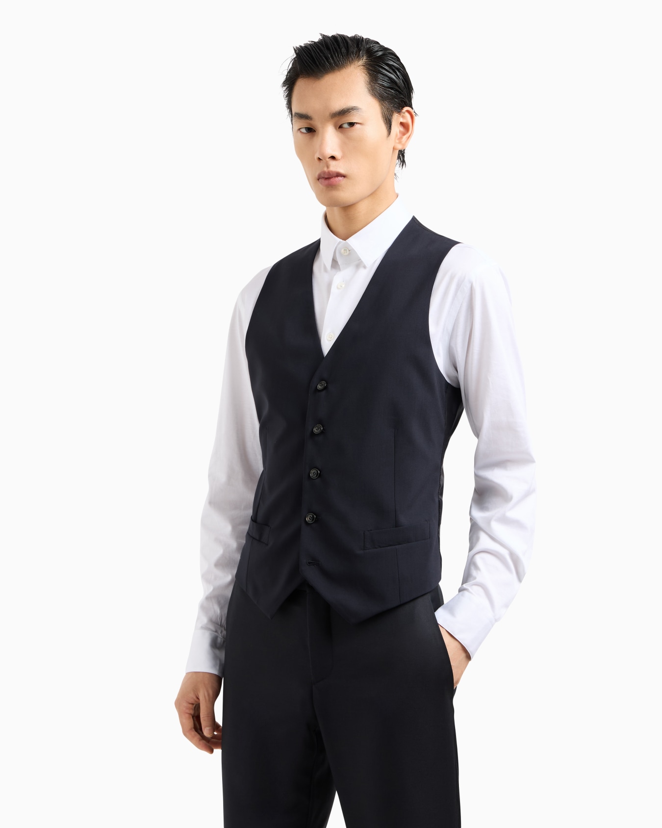 Gilet monopetto in lana vergine Slide 3