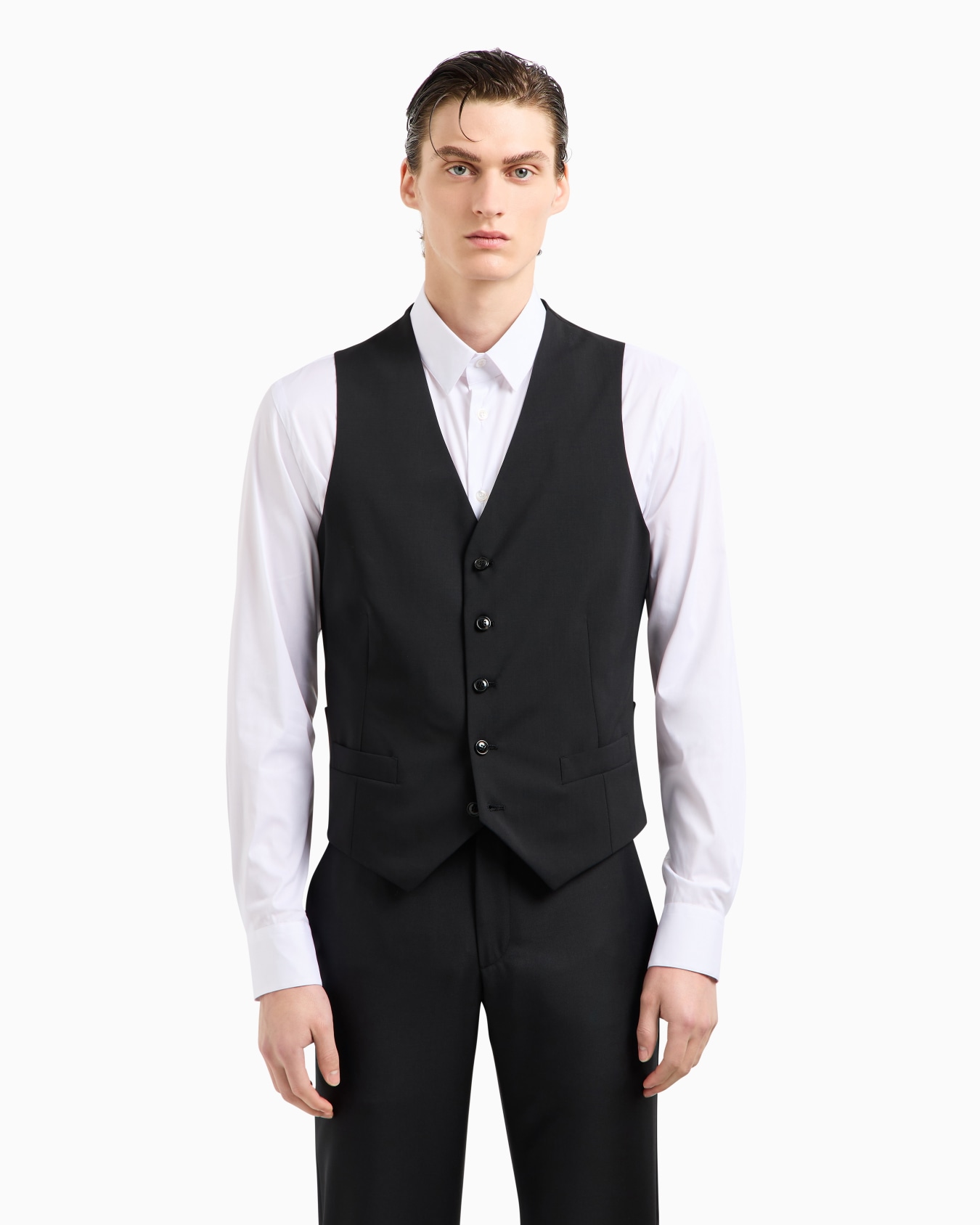 Single-breasted waistcoat in virgin wool Slide 3