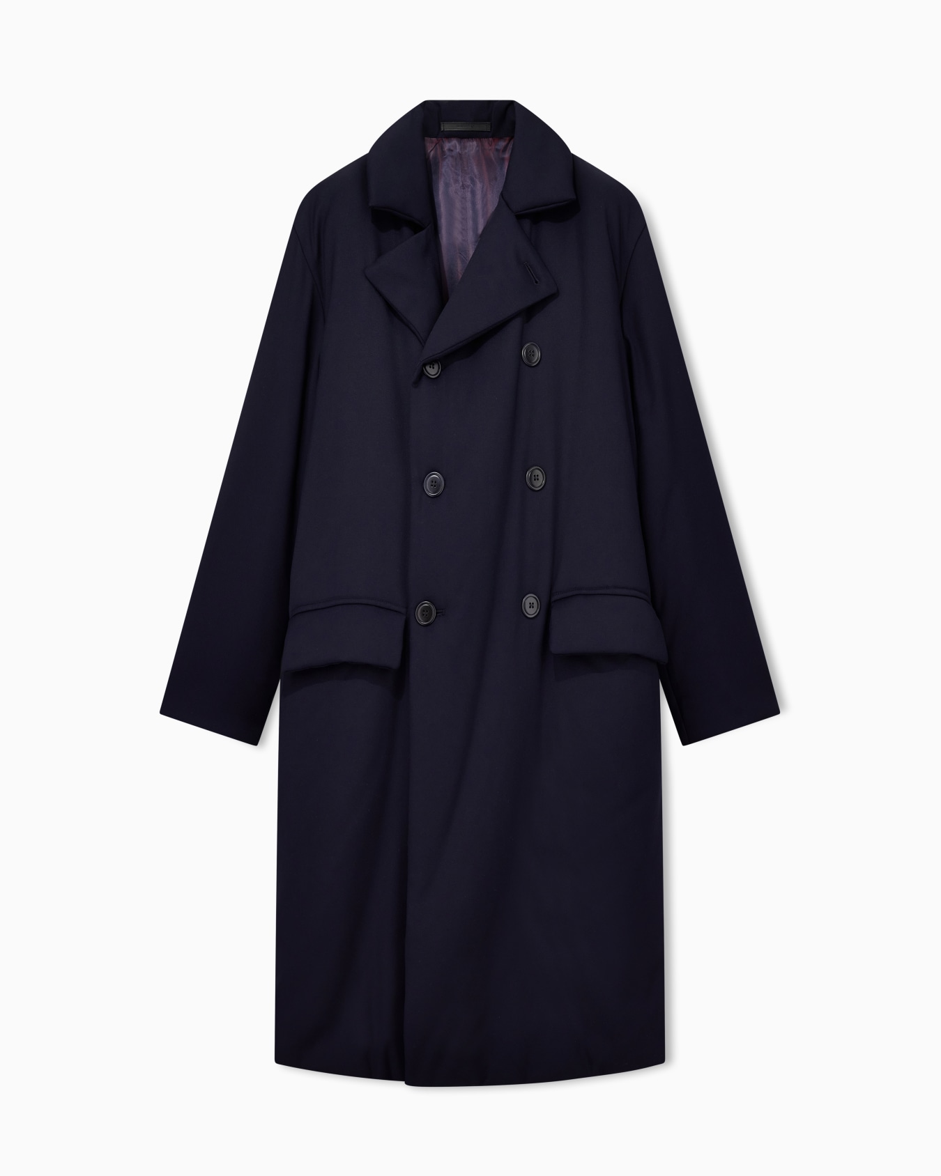 Double-breasted padded coat in virgin wool Slide 0