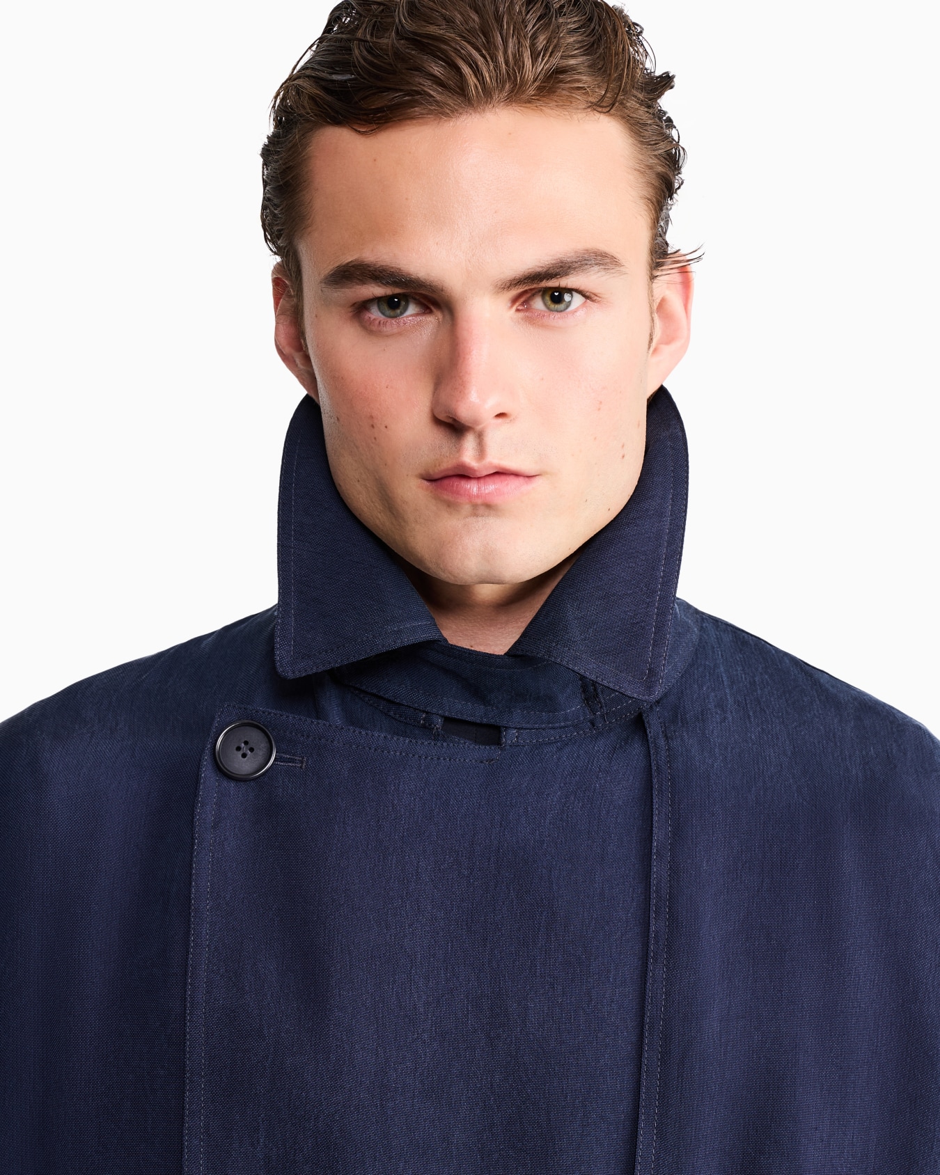 Double-breasted washed cupro coat with a belt Icon Slide 6