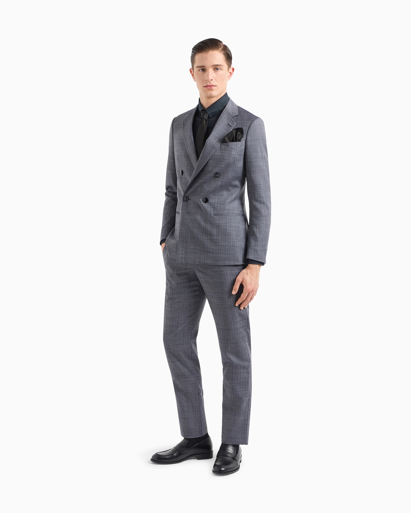 Soho line double-breasted check suit in virgin wool Slide 1