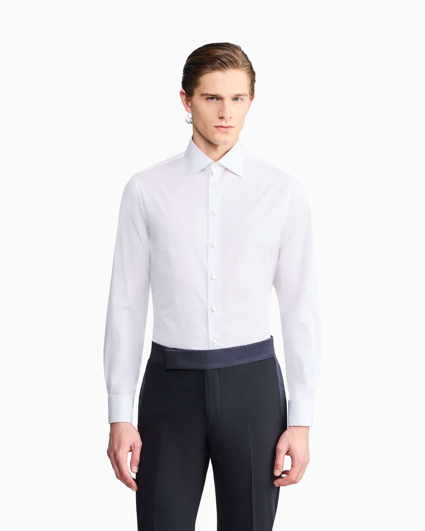 Camisa regular fit de algodón efecto brillante Diapositiva 3