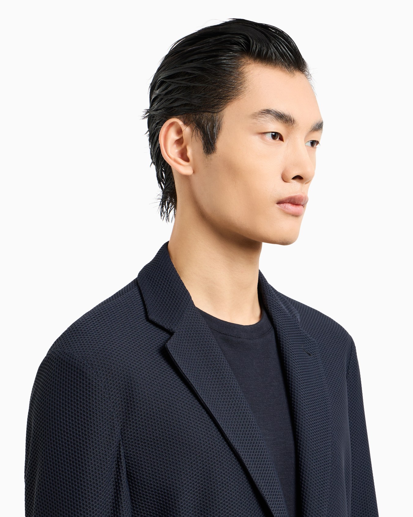 Single-breasted jacket in technical waffle fabric Slide 4