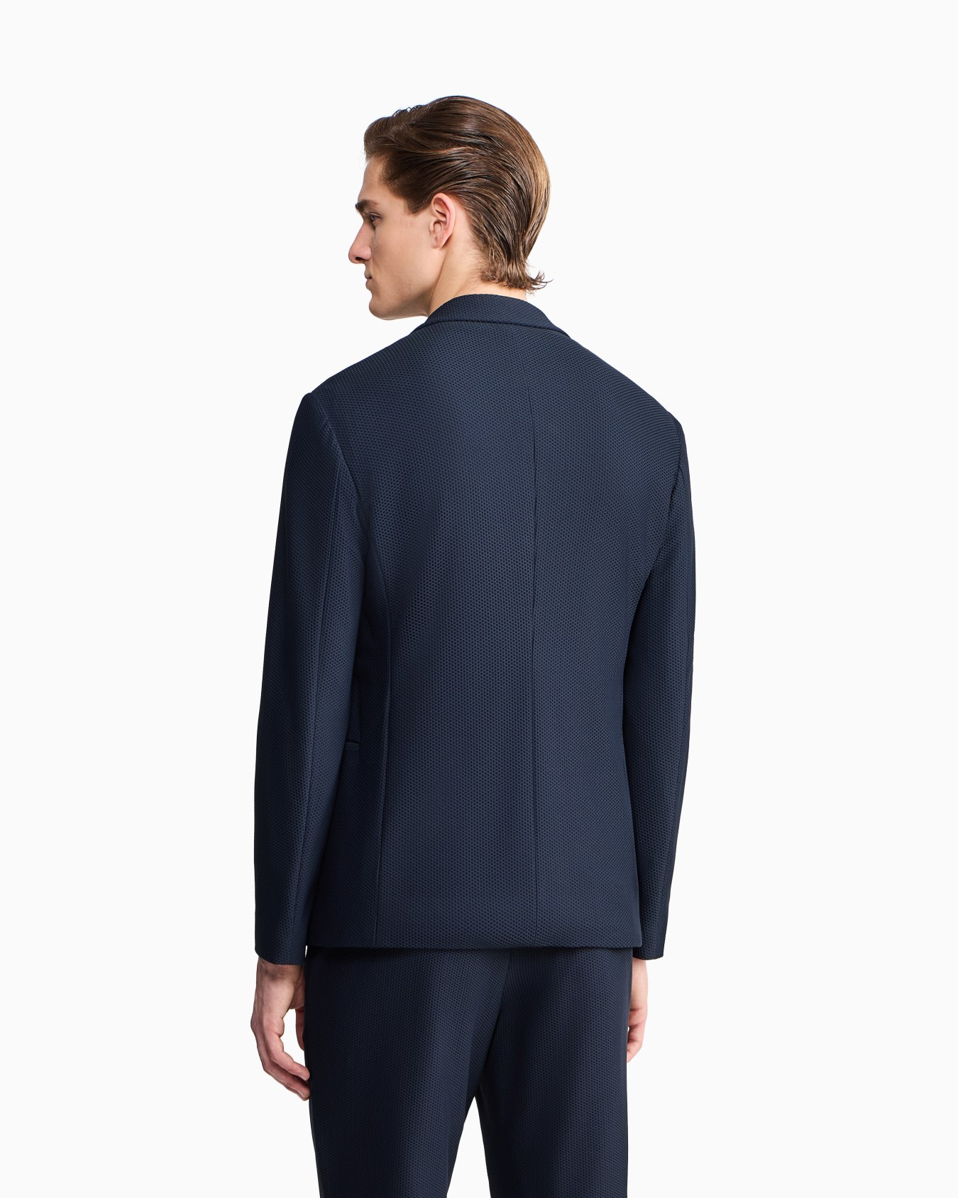 Single-breasted jacket in technical waffle fabric Slide 5