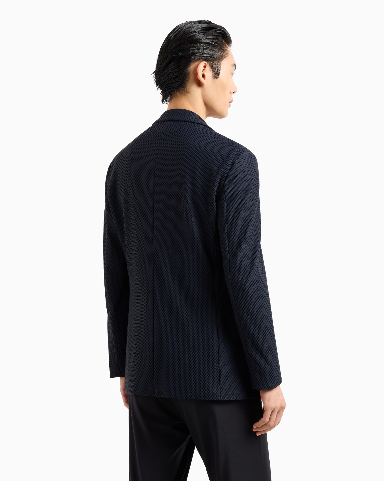 Single-breasted jacket in technical waffle fabric Slide 2