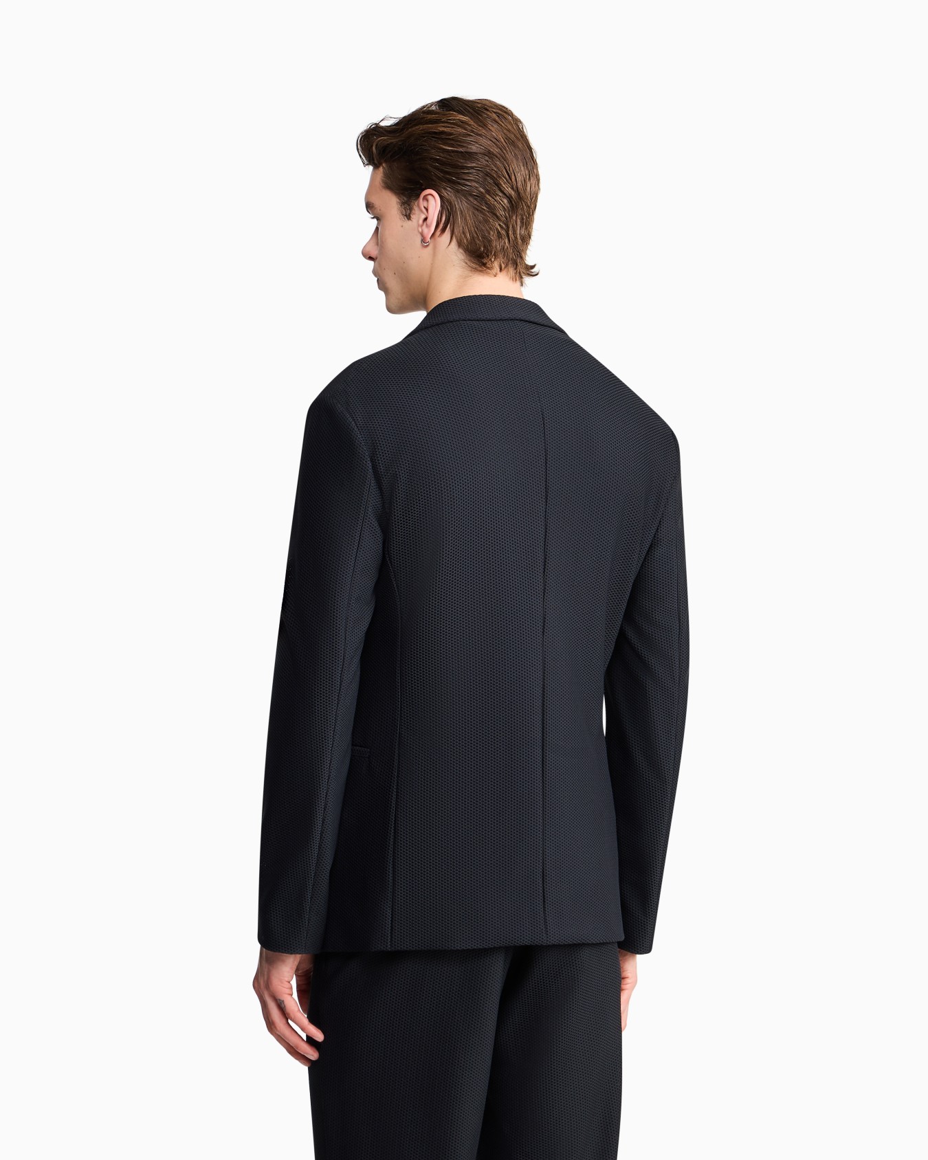 Single-breasted jacket in technical waffle fabric Slide 5