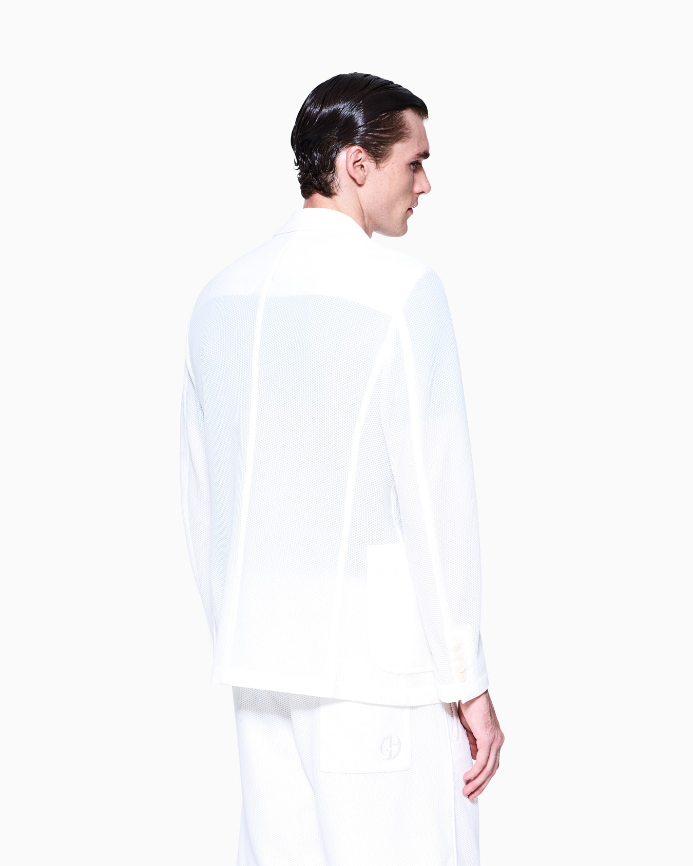 Single-breasted jacket in technical waffle fabric Slide 2