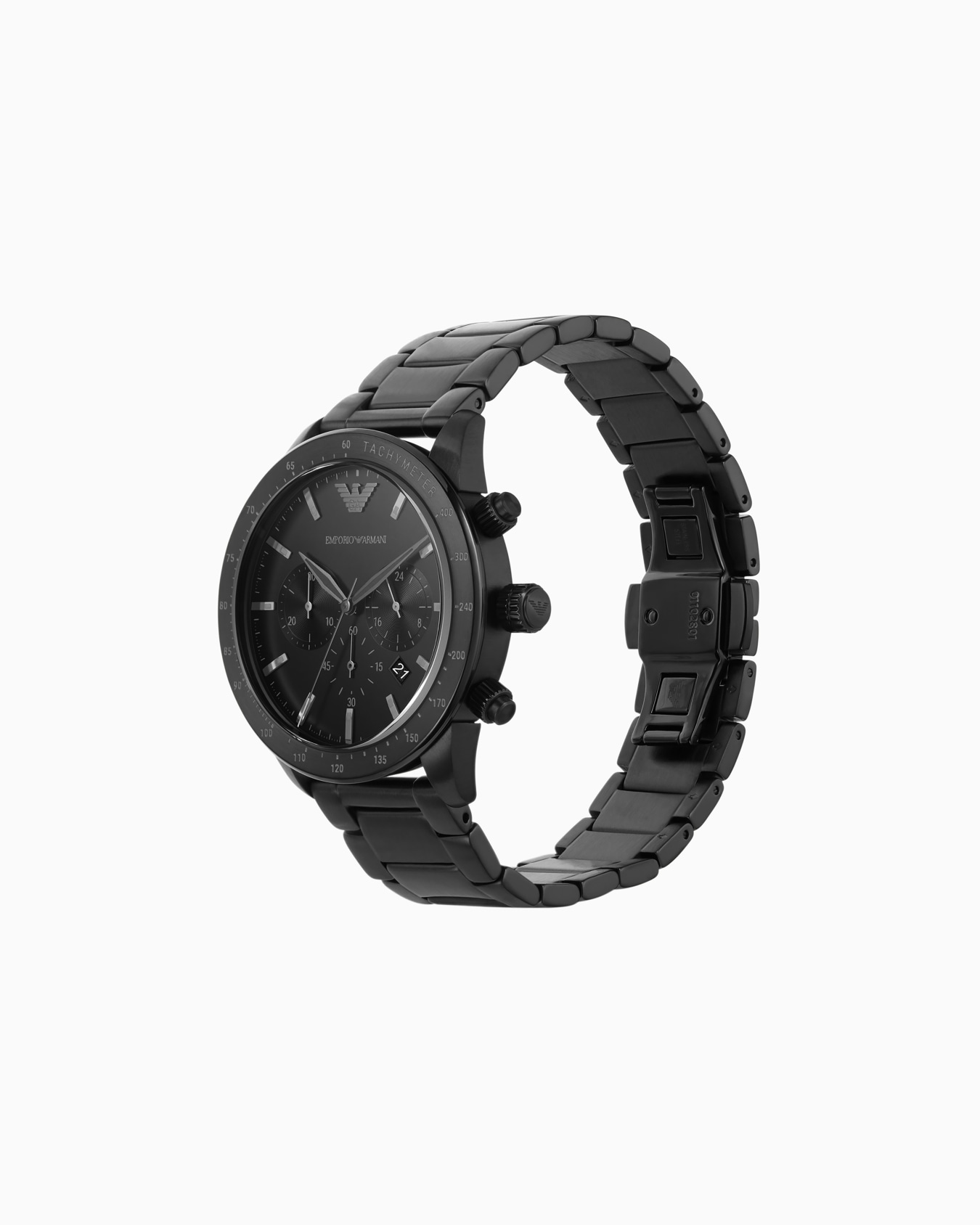 Herren-Chronograph mit schwarzem Edelstahlarmband Folie 1