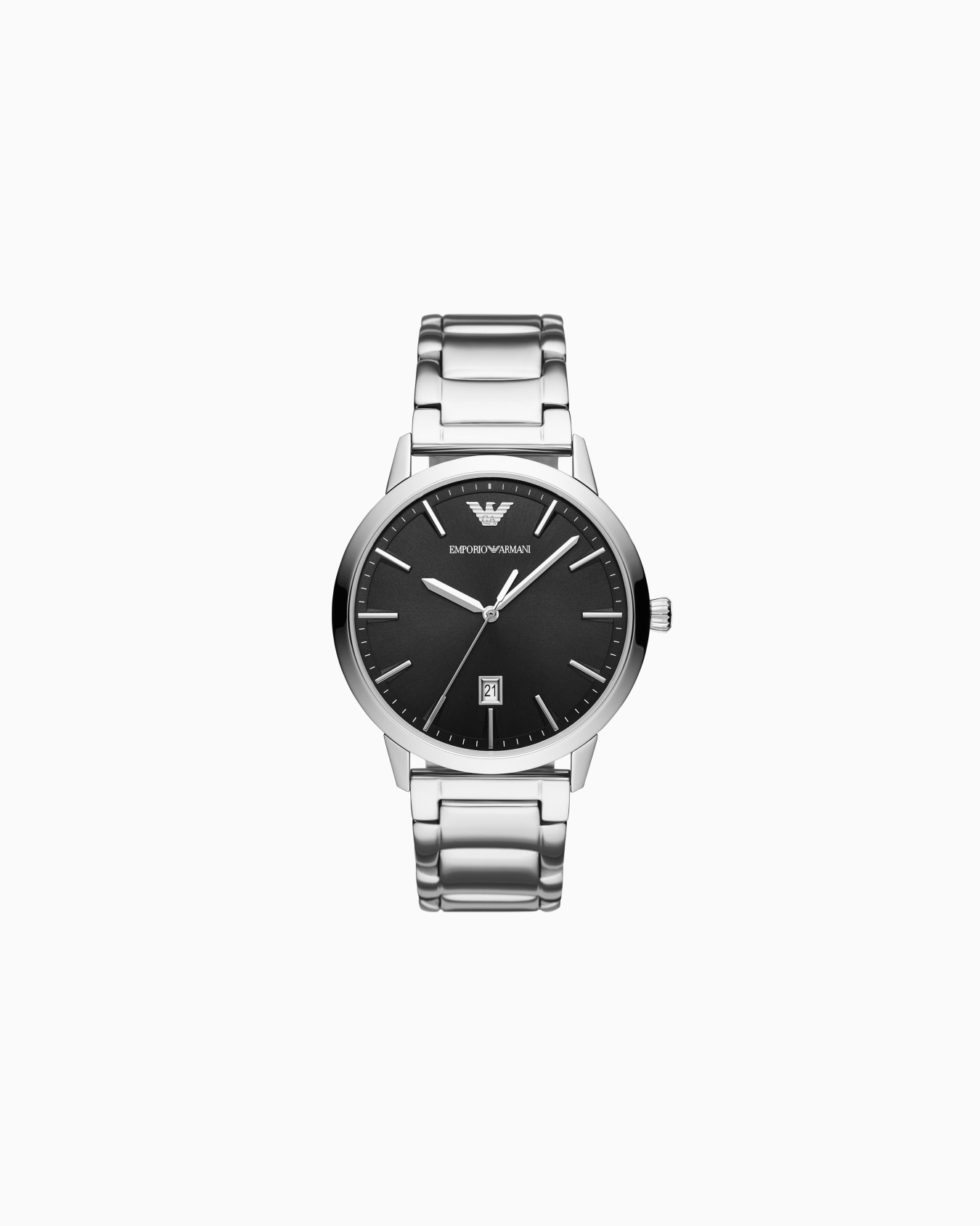Stainless-steel watch with three hands and date display Slide 0