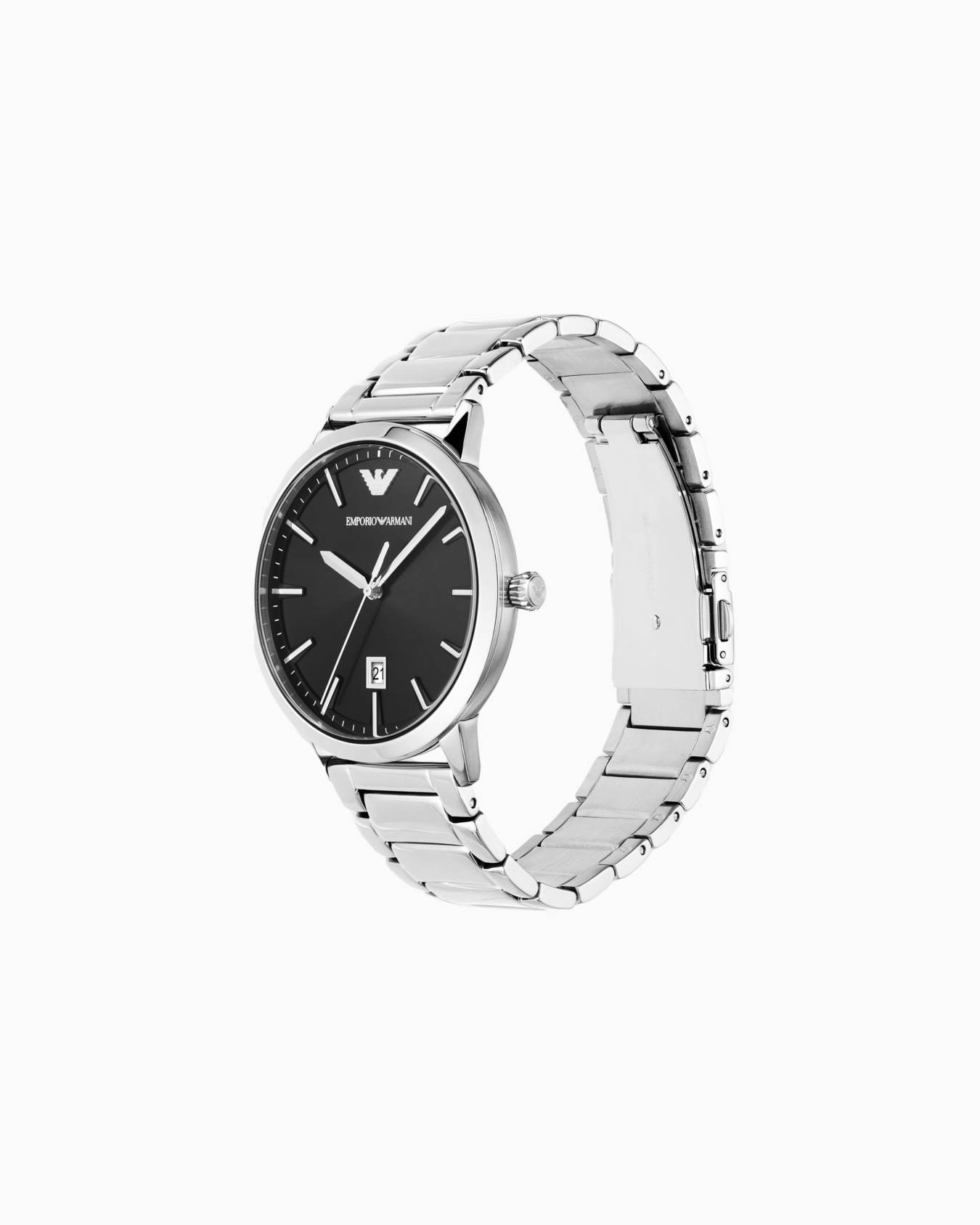 Stainless-steel watch with three hands and date display Slide 2