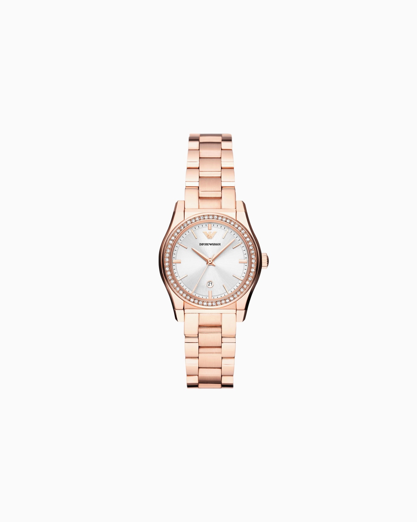  Reloj de acero inoxidable en tono oro rosa con tres manecillas y fecha Diapositiva 0