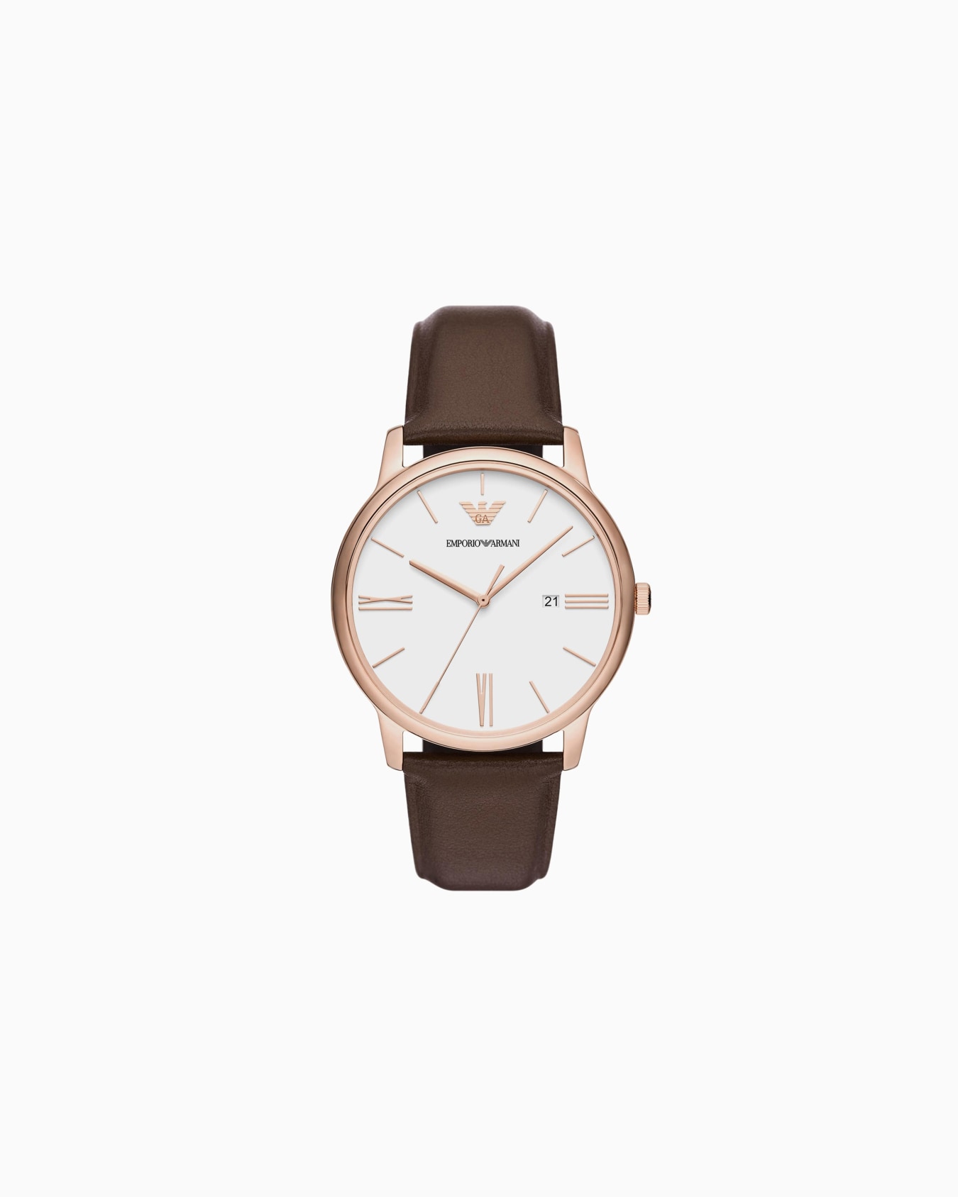  Reloj de piel marrón con tres manecillas y fecha Diapositiva 0