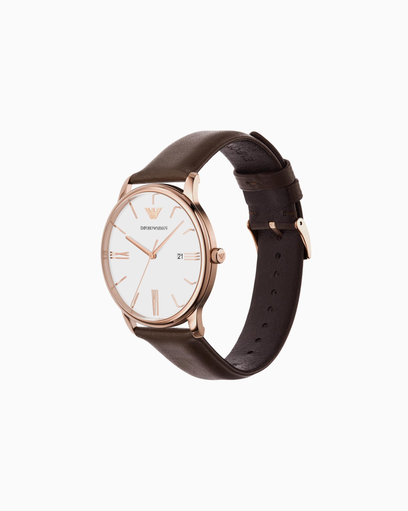  Reloj de piel marrón con tres manecillas y fecha Diapositiva 2