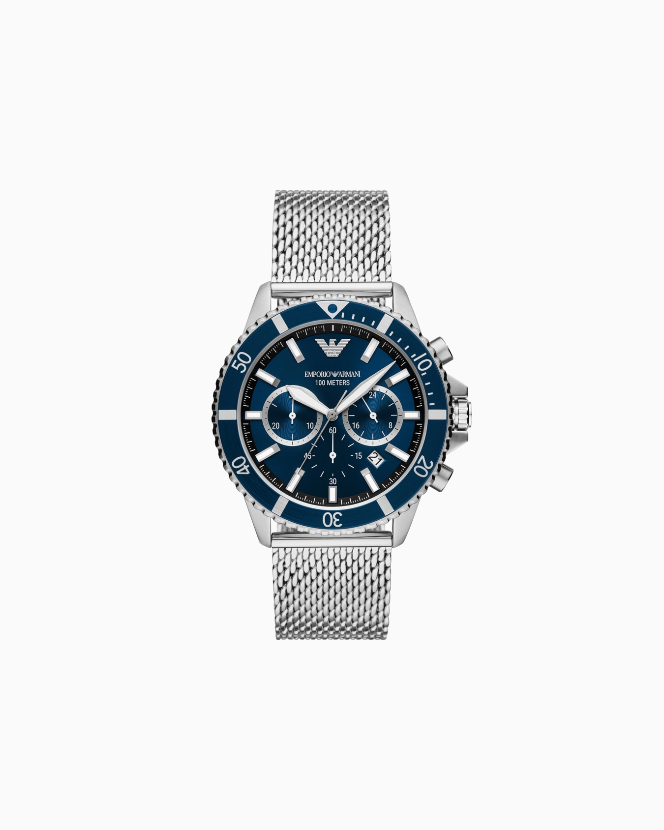 Chronograph Stainless Steel Mesh Watch Slide 0