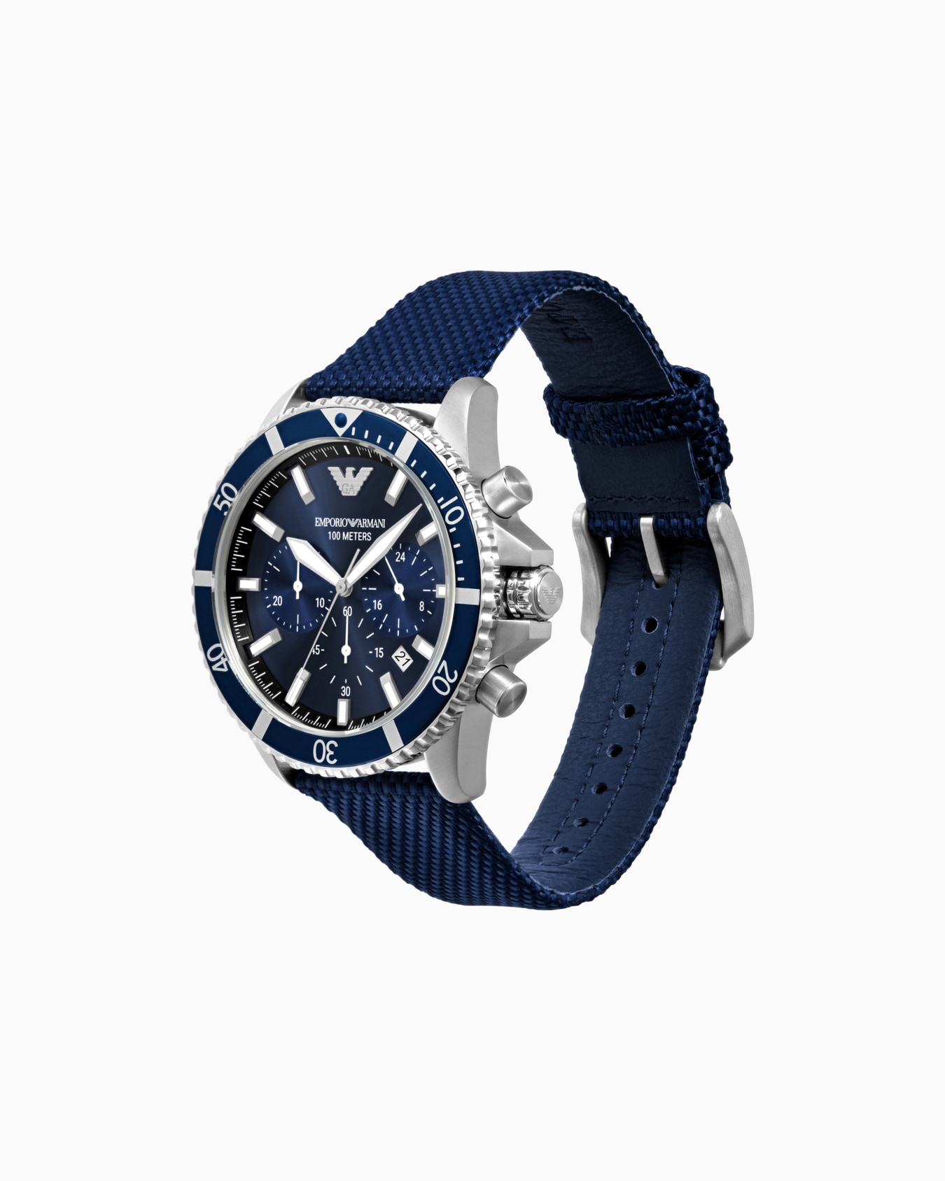 Chronograph Blue Nylon and Leather Watch Slide 1