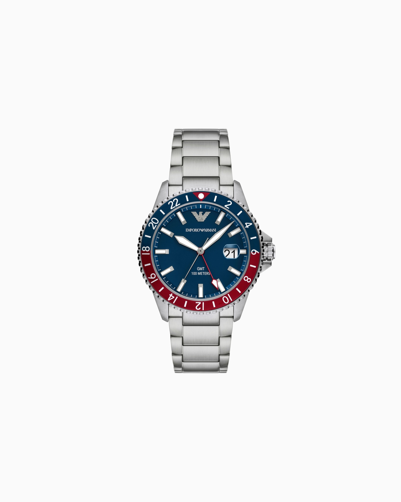 Reloj GMT Dual Time de acero inoxidable Diapositiva 0
