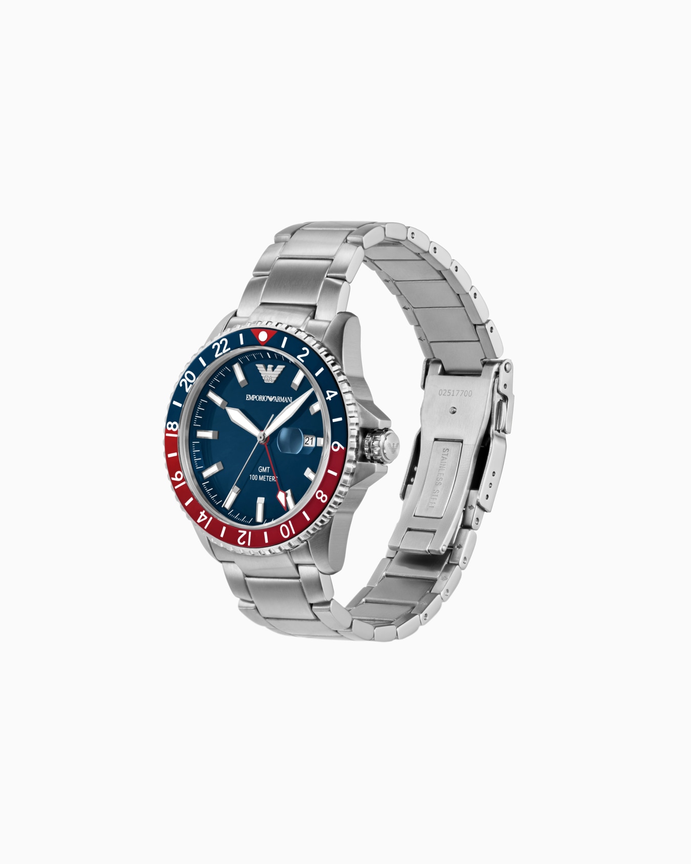 Reloj GMT Dual Time de acero inoxidable Diapositiva 1